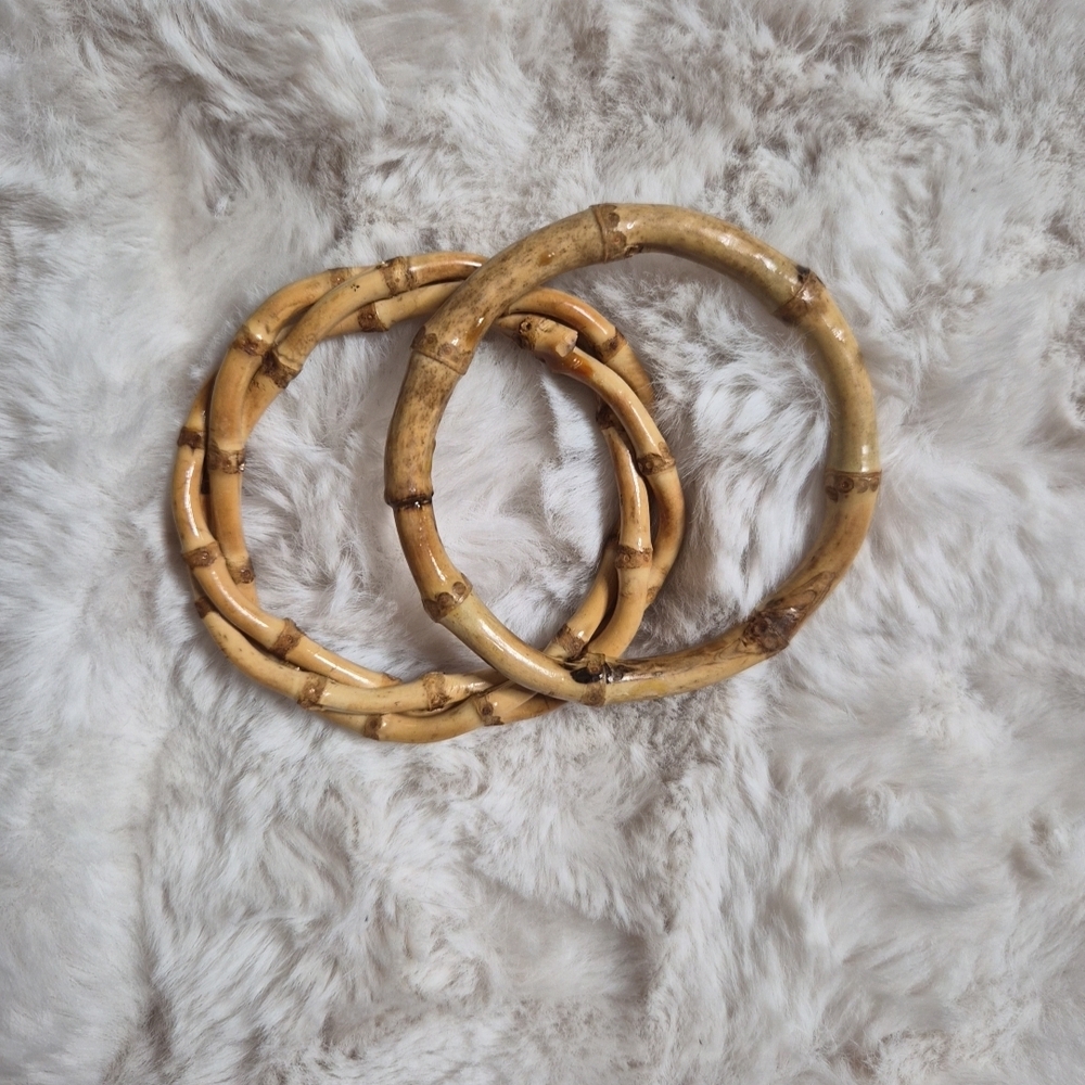 Wooden Bamboo Bangle Bracelets Set Jungle Resort Vacation Beach Ocean Boho ✨️💫
